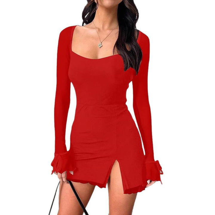 Damen Minikleid mit transparenten Ärmeln und seitlichem Schlitz Echo Archiv