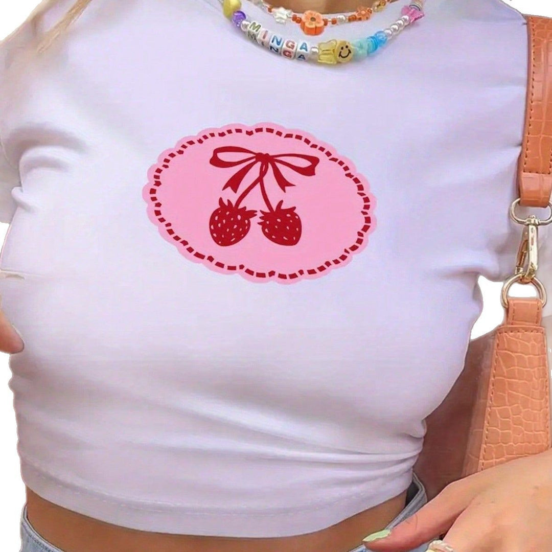 Damen Crop-Top mit fruchtigem Kirschmotiv und verspieltem Design Echo Archiv