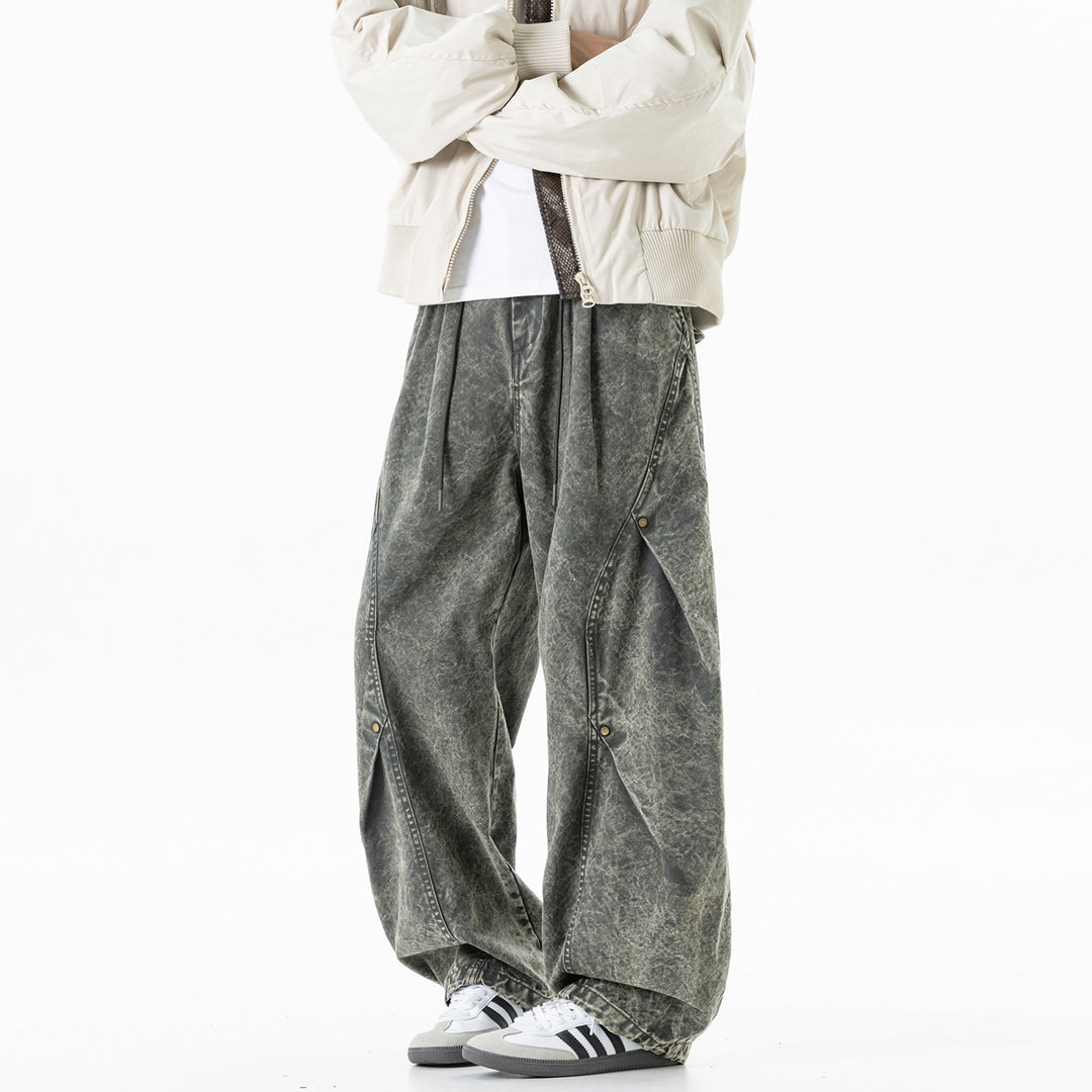 Herren weite Baumwoll-Cargohose mit Elastikbund, Kordelzug und Utility-Details Echo Archiv
