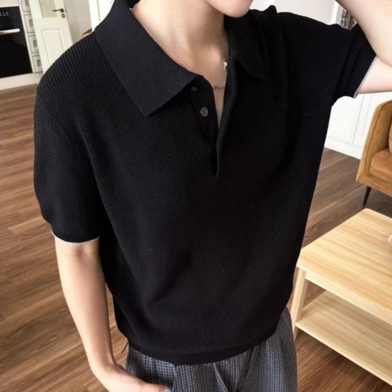 Stylisches Herren Poloshirt mit kurzem Arm und strukturiertem StrickEcho Archiv