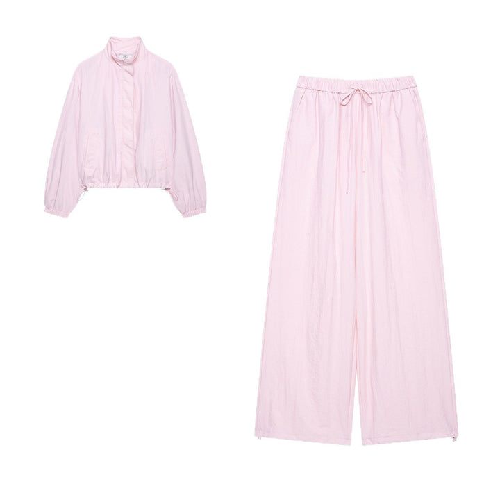 Damen Zweiteiliges Lounge-Set mit leichter Cropped-Jacke und weit geschnittener hochtaillierter Hose Echo Archiv