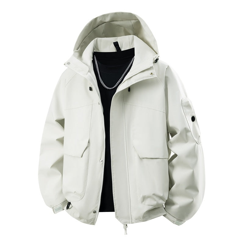 Herren wasserdichte Kapuzenjacke für den Außenbereich mit winddichter Membran, verstellbarem Saum und multifunktionalen Taschen – Cavarno