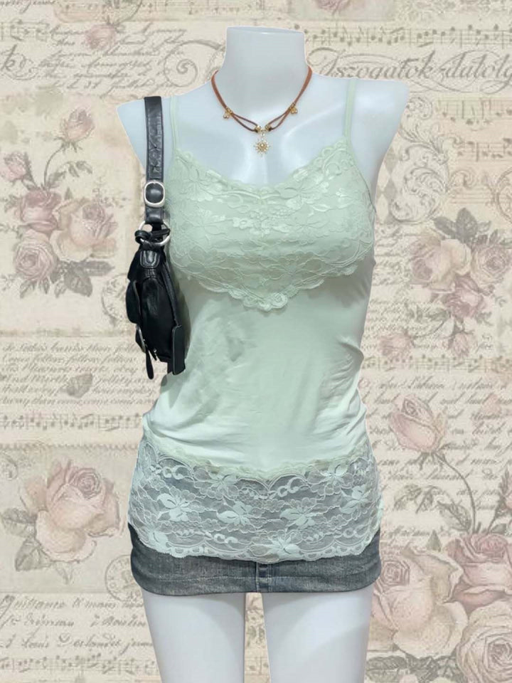 Damen Spitzen-Cami-Top mit fließendem Schnitt Echo Archiv
