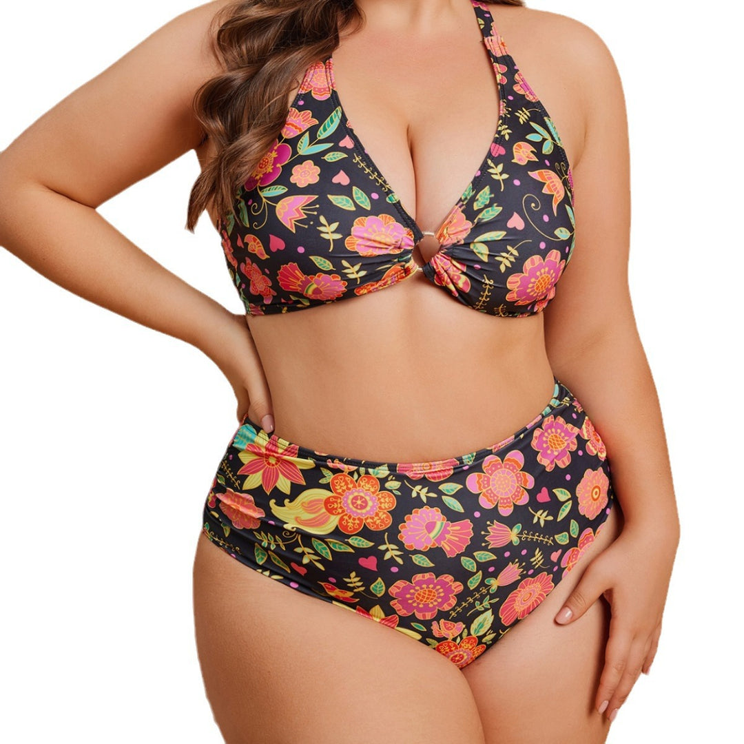 Damen Hoch tailliertes Bikini-Set mit floralem Muster Echo Archiv