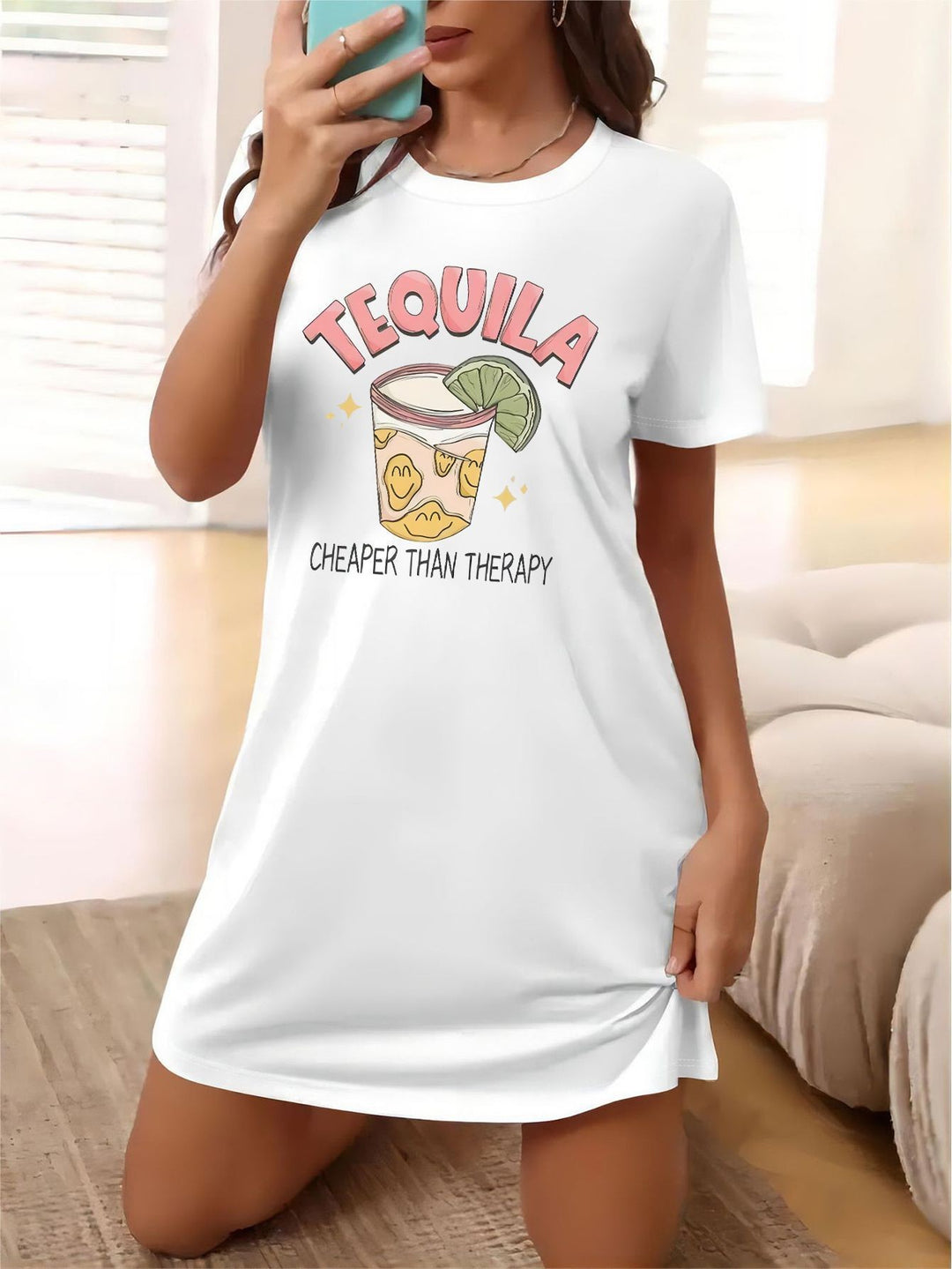 Damen Oversized T-Shirt mit inspirierendem Schriftzug und auffälligem Grafikdesign Echo Archiv