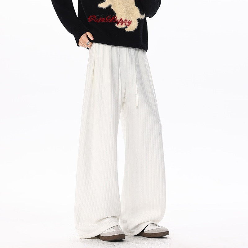 Damen Weit geschnittene gerippte Strickhose mit Tunnelzugbund und extra weitem Bein Echo Archiv