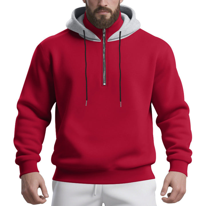 Herren sportlicher Kapuzenpullover mit halbem Reißverschluss und atmungsaktivem Stoff Echoarchiv