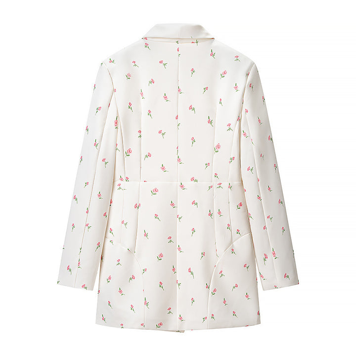 Damen Geblümte Longline-Blazerjacke mit Schalkragen und Ein-Knopf-Verschluss Echo Archiv
