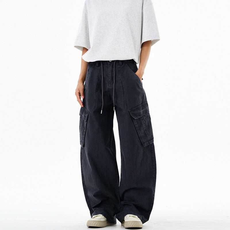 Damen Extraweite Cargo-Denim-Palazzohose mit Tunnelzugbund und aufgesetzten Klappentaschen Echo Archiv