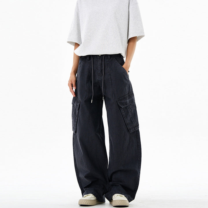 Damen Extraweite Cargo-Denim-Palazzohose mit Tunnelzugbund und aufgesetzten Klappentaschen Echo Archiv