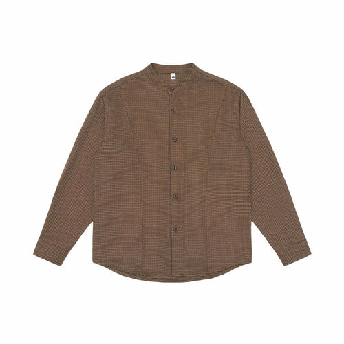 Unisex Oversize-Hemdjacke mit Stehkragen, Glencheckmuster und gerundetem Saum Echoarchiv