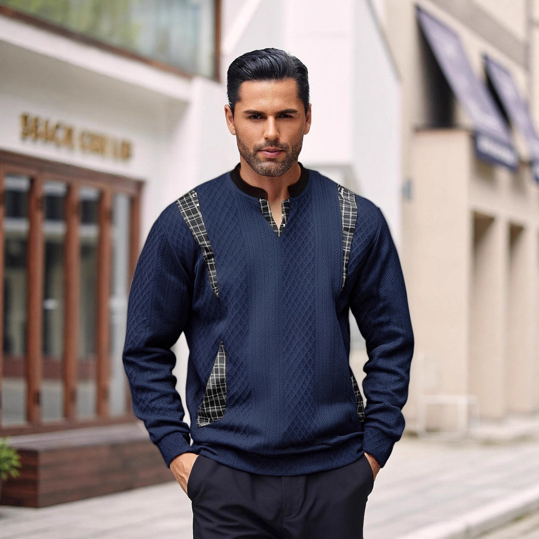 Herren Strickpullover mit modischen Karoelementen Echoarchiv
