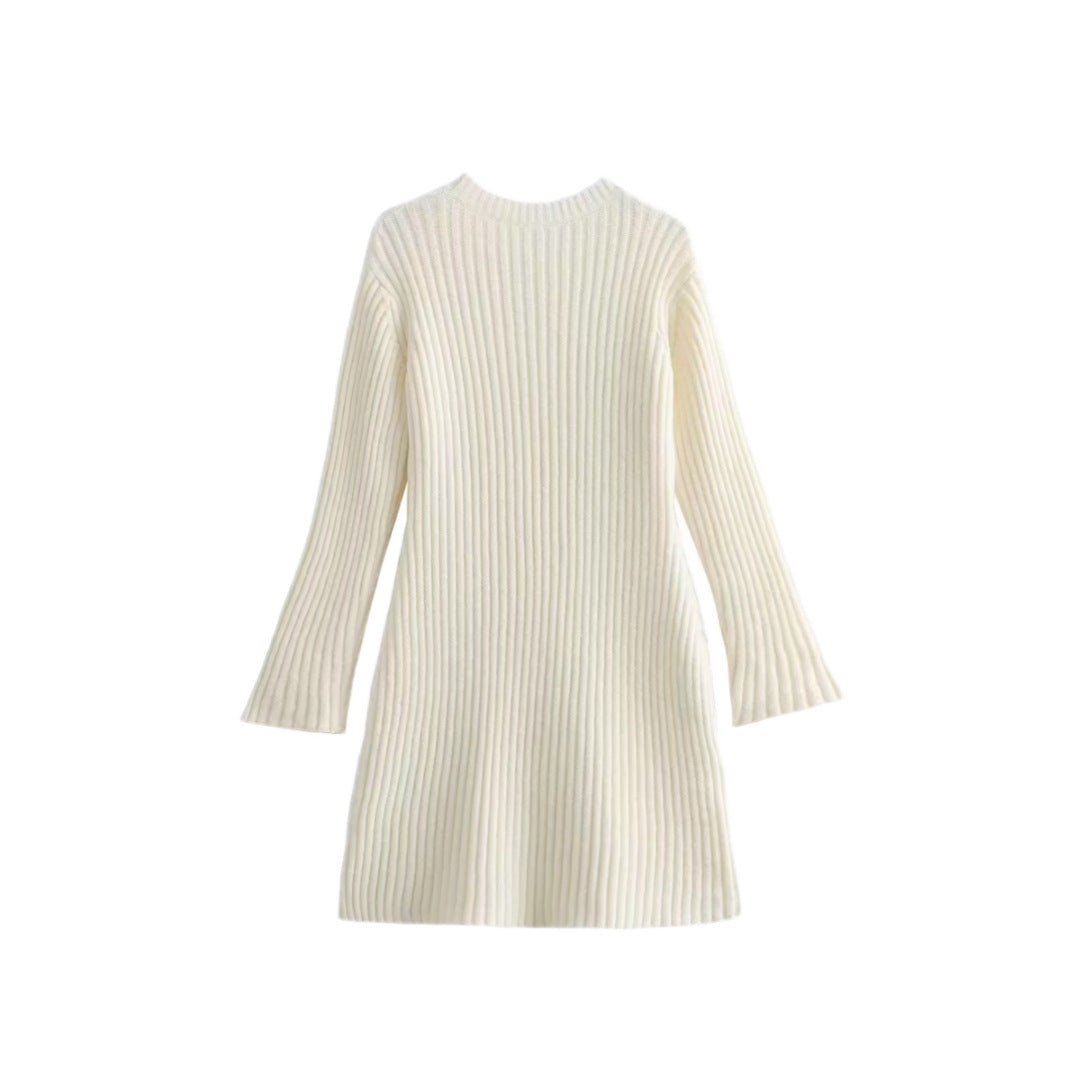 Damen Geripptes Feinstrick-Minikleid mit Glockenärmeln und taillierter Passform Echo Archiv