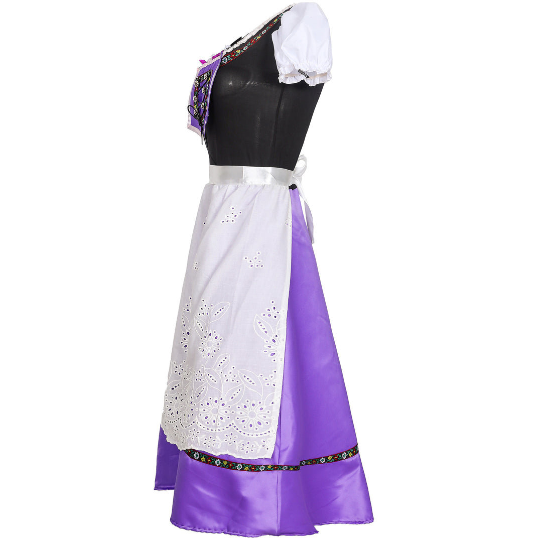Damen nan traditionelles Dirndlkleid mit bestickter Schürze und Schnürmieder Echo Archiv