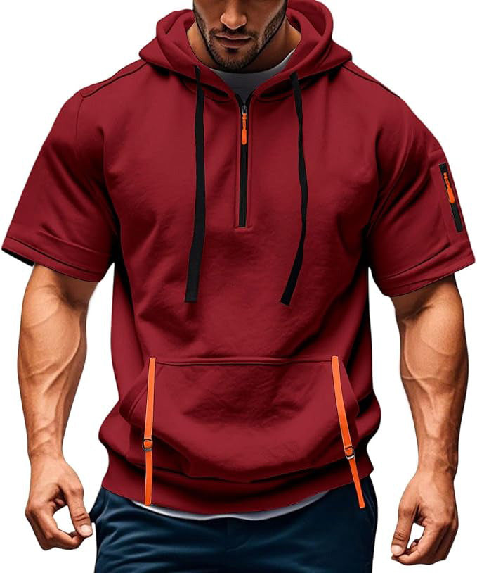 Herren Kurzarm-Hoodie mit praktischem Reißverschluss Echoarchiv