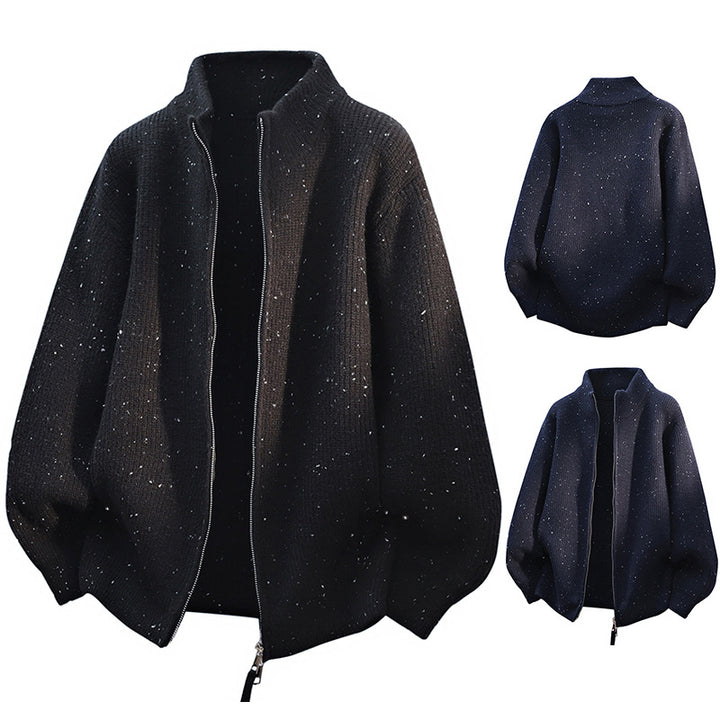 Damen Modische Strickjacke mit hohem Kragen und Reißverschluss Echoarchiv