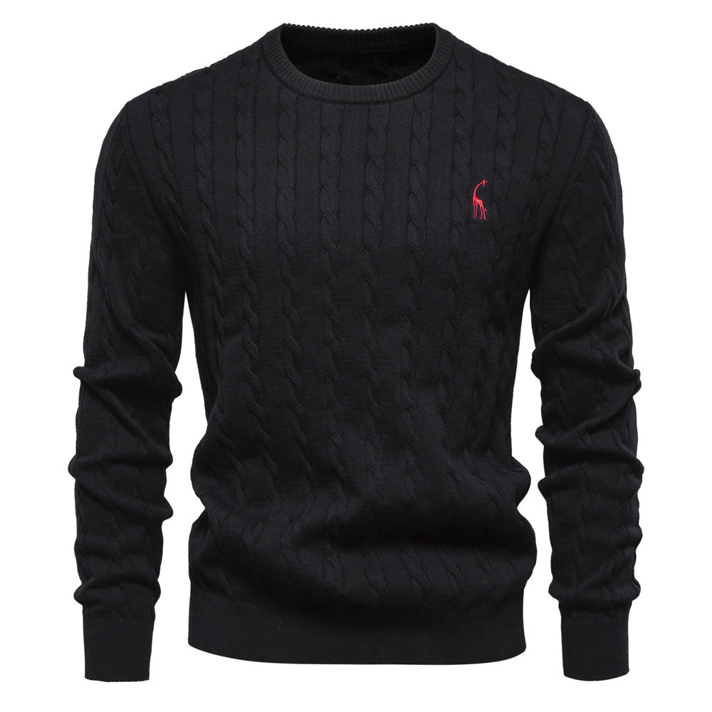Herren Strickpullover mit Zopfmuster und Rundhalsausschnitt – Norvane