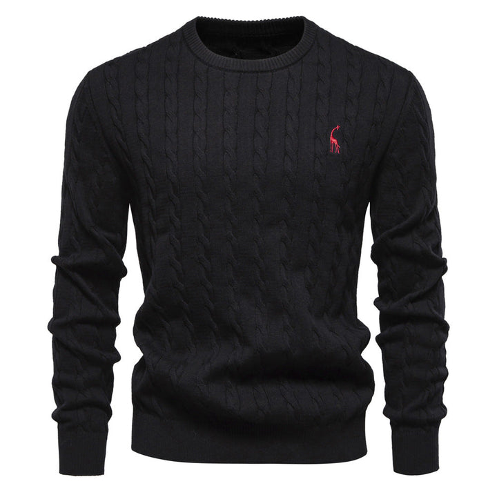 Herren Strickpullover mit Zopfmuster und Rundhalsausschnitt – Norvane