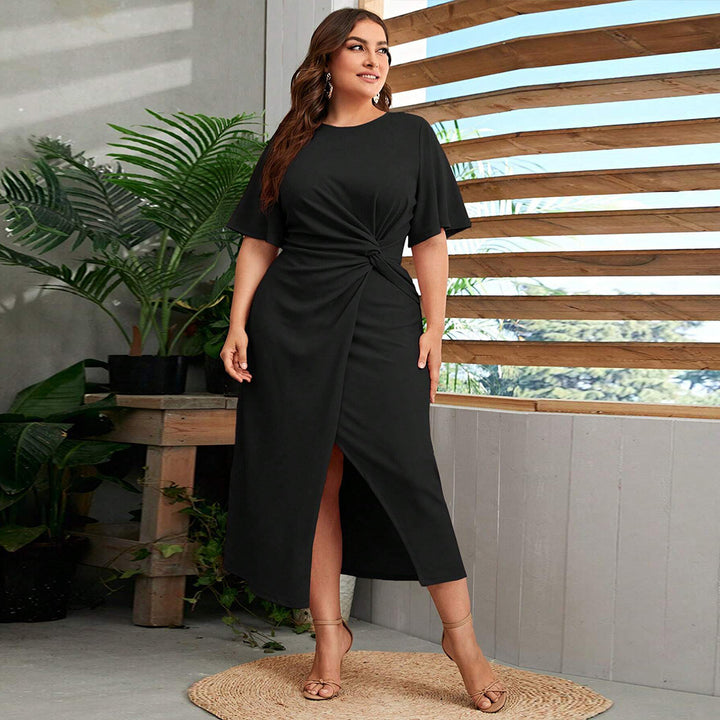 Damen Midikleid mit elegantem Knotendesign und modischem Schlitz Echo Archiv