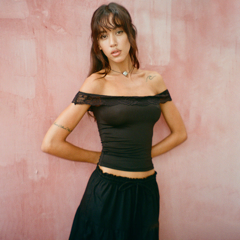 Damen Off-Shoulder Top mit Spitzenakzenten Echo Archiv