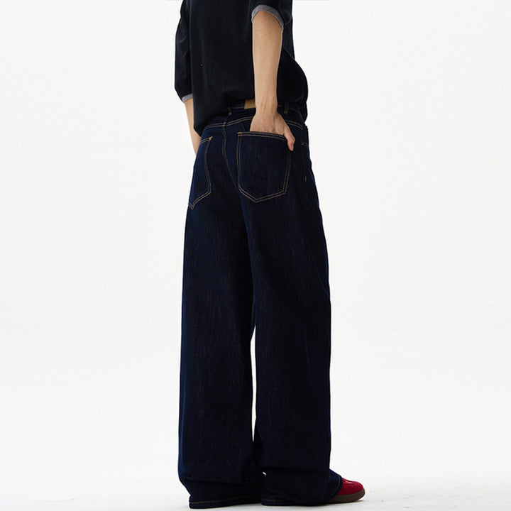 Damen Fließende Oversize-Denim-Palazzohose mit hohem Bund und langen Saumfalten Echo Archiv
