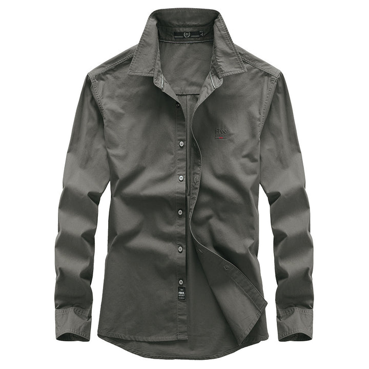 Herren Casual-Hemd aus Baumwollmix mit Kentkragen und dezentem Logo – Arvello