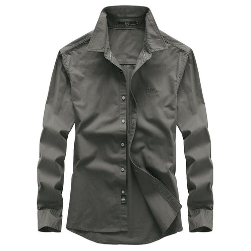 Herren Casual-Hemd aus Baumwollmix mit Kentkragen und dezentem Logo – Arvello