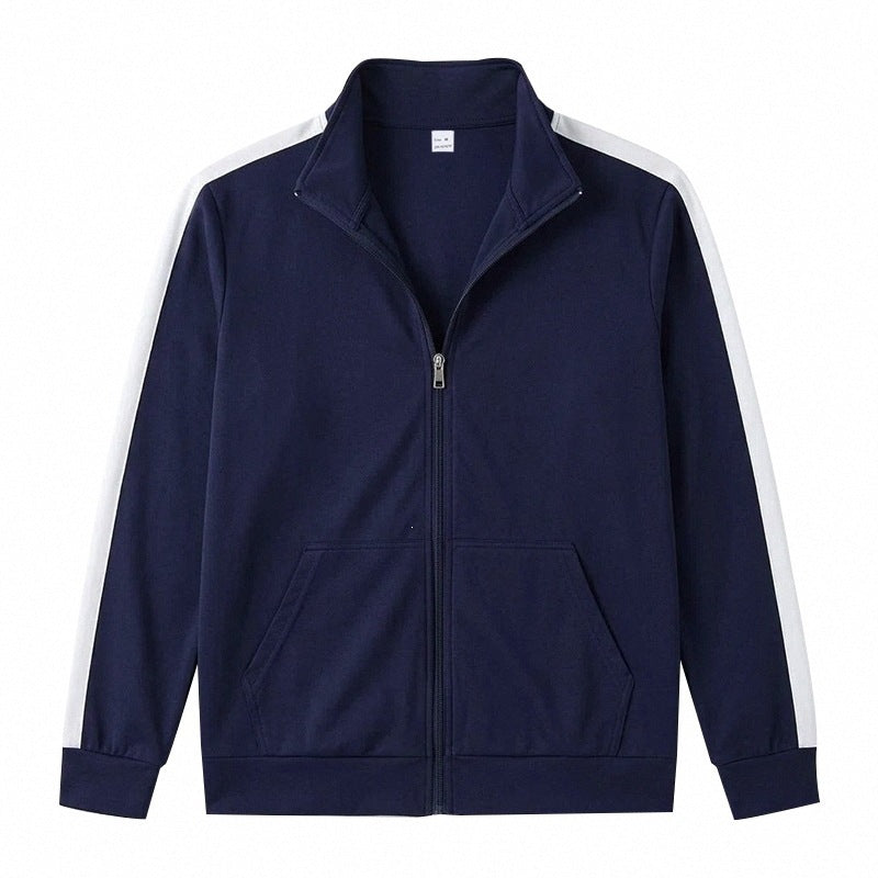 Herren Retro Trackjacke mit Stehkragen, Kontraststreifen und Kängurutasche – Cavarno