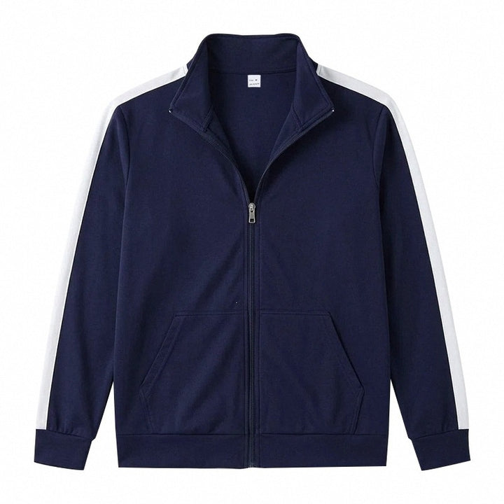 Herren Retro Trackjacke mit Stehkragen, Kontraststreifen und Kängurutasche – Cavarno