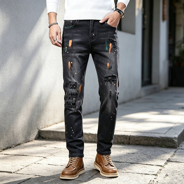 Herren Modische Ripped Jeans mit Farbdetails Echoarchiv