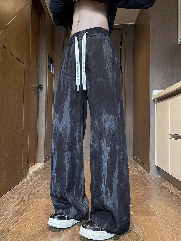 Unisex Weite Relaxed-Fit Lounge-Hose mit elastischem Bund und Vintage-Färbung – Sorevano