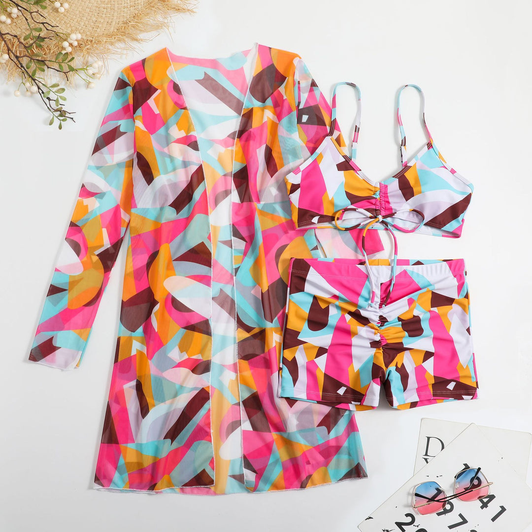 Damen Bikiniset mit floralem Oberteil und luftiger Wickeljacke Echo Archiv