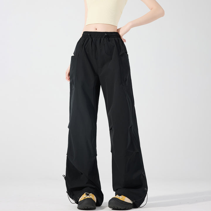 Damen Weite technische Cargo-Hose mit Kordelzugbund, verstellbarem Saum und Multifunktions-Taschen Echo Archiv