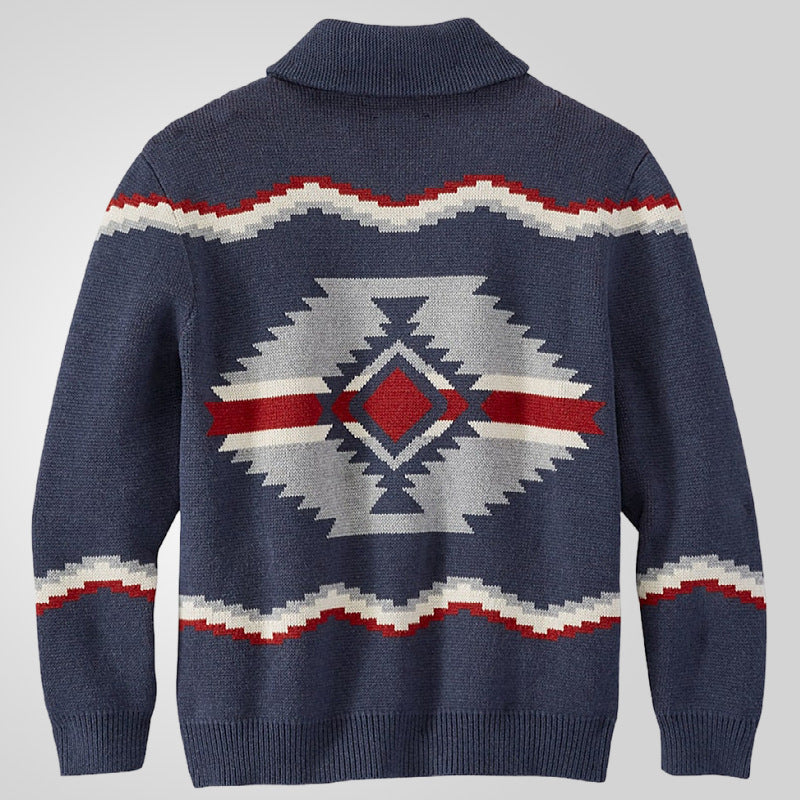 Herren Strickjacke im modernen Ethno-Design mit praktischen Knöpfen Echoarchiv