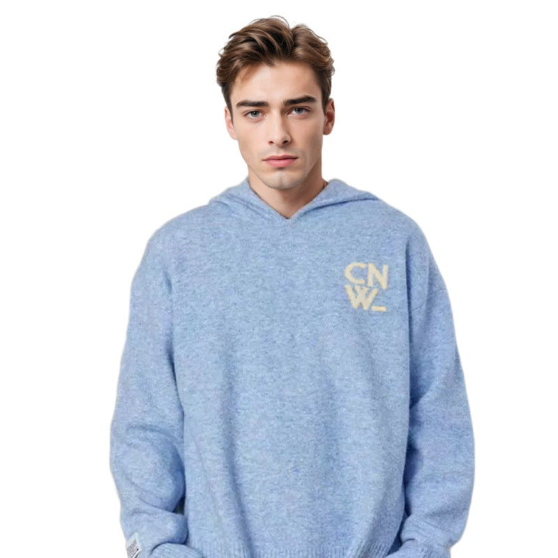 Unisex Oversized Kapuzenpullover mit V-Ausschnitt aus Feinstrick und Logo-Stick Echoarchiv