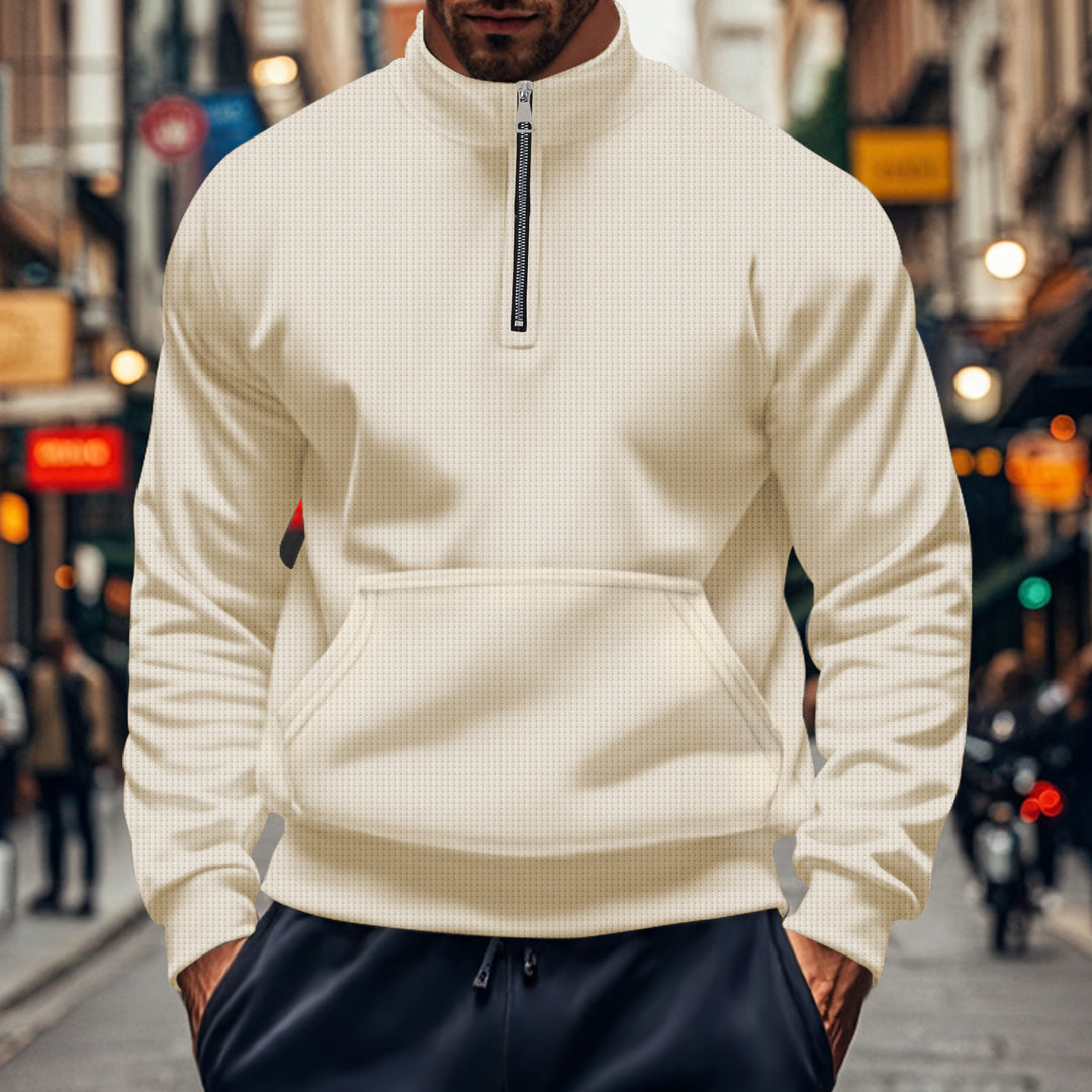 Herren Sweatshirt mit halbem Reißverschluss und praktischer Kängurutasche Echoarchiv