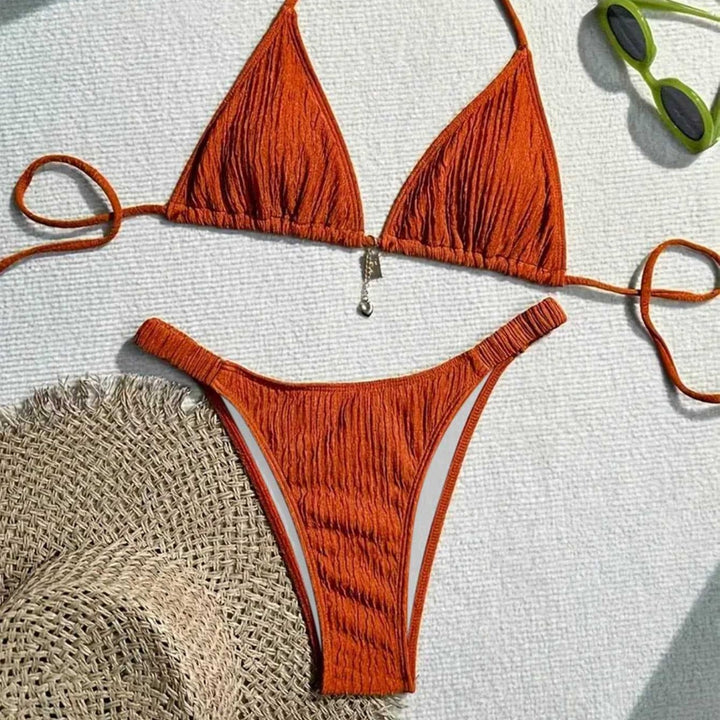 Damen Triangel-Bikini mit gewellter Textur Echo Archiv
