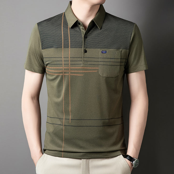 Herren Poloshirt mit atmungsaktiven Eigenschaften und modernem Grafikdesign Echoarchiv