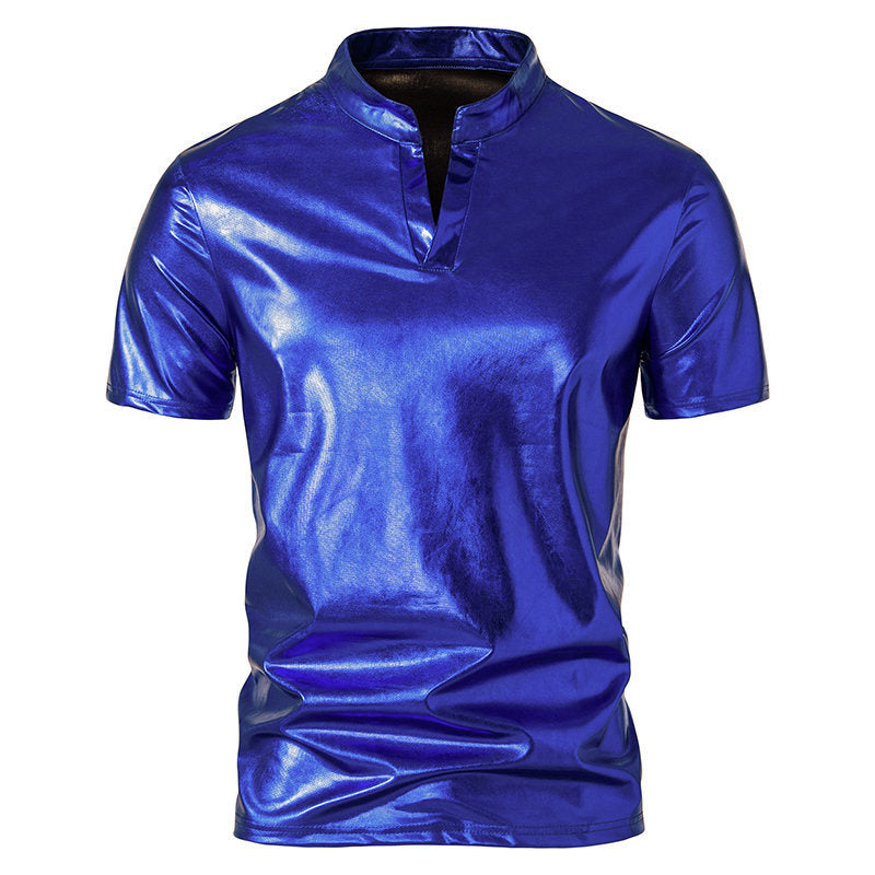 Herren Hochglänzendes Poloshirt mit modernem Stehkragen Echoarchiv