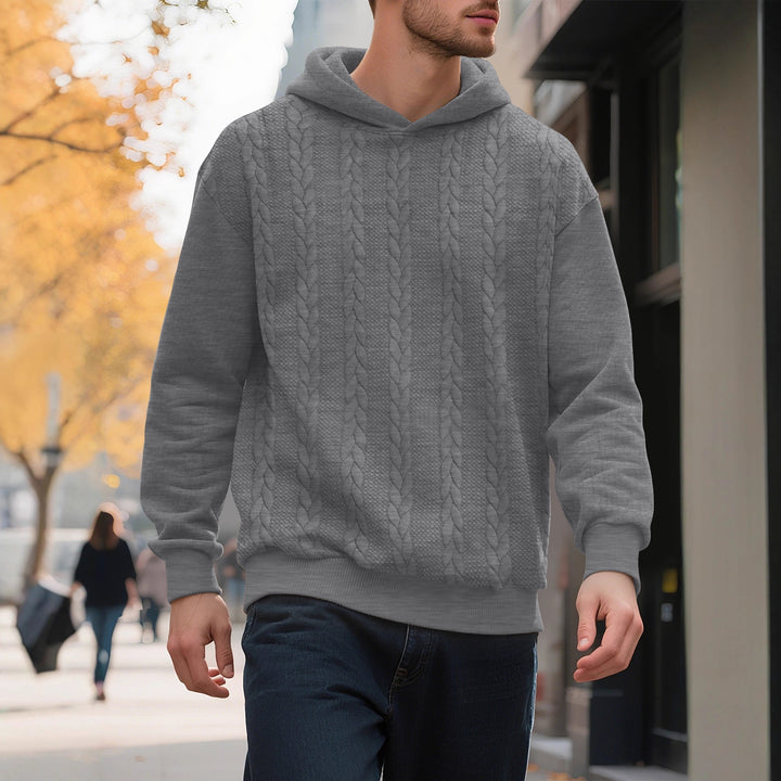 Herren Hoodie mit strukturiertem Strickmuster und modischen Akzenten Echoarchiv
