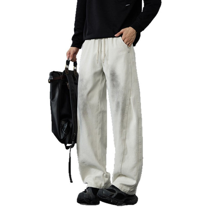 Herren Weite Baumwoll-Drawstring-Hose im Vintage-Waschlook Echo Archiv