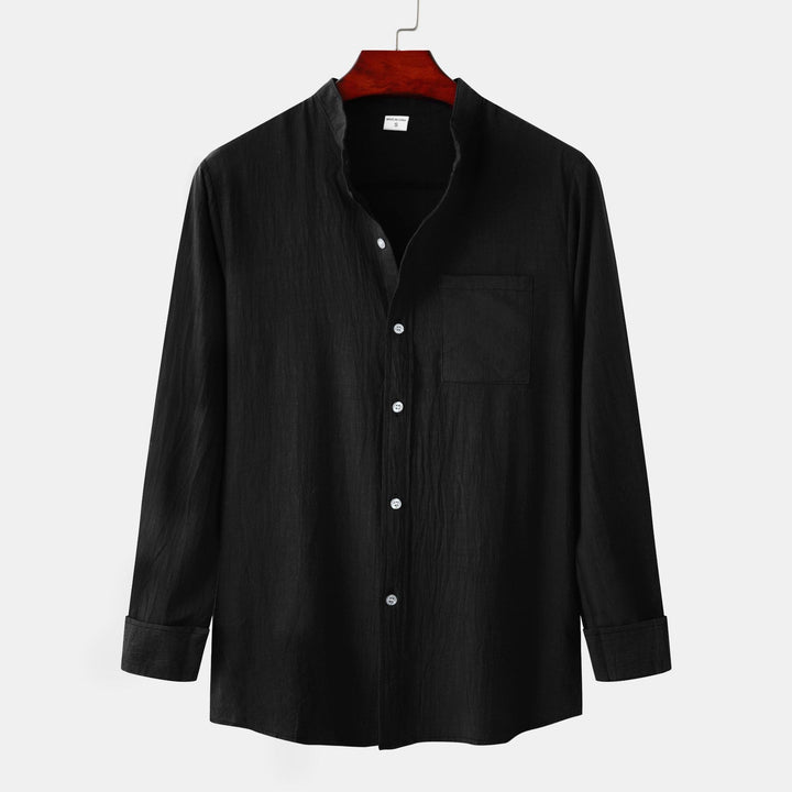 Herren Langarmhemd mit modernem strukturiertem Design und praktischer Brusttasche Echoarchiv