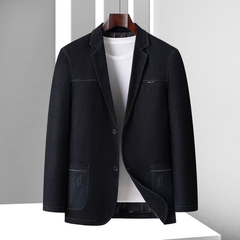 Herren Casual Denim-Blazer mit aufgesetzten Taschen und leichtem Stretch Echo Archiv