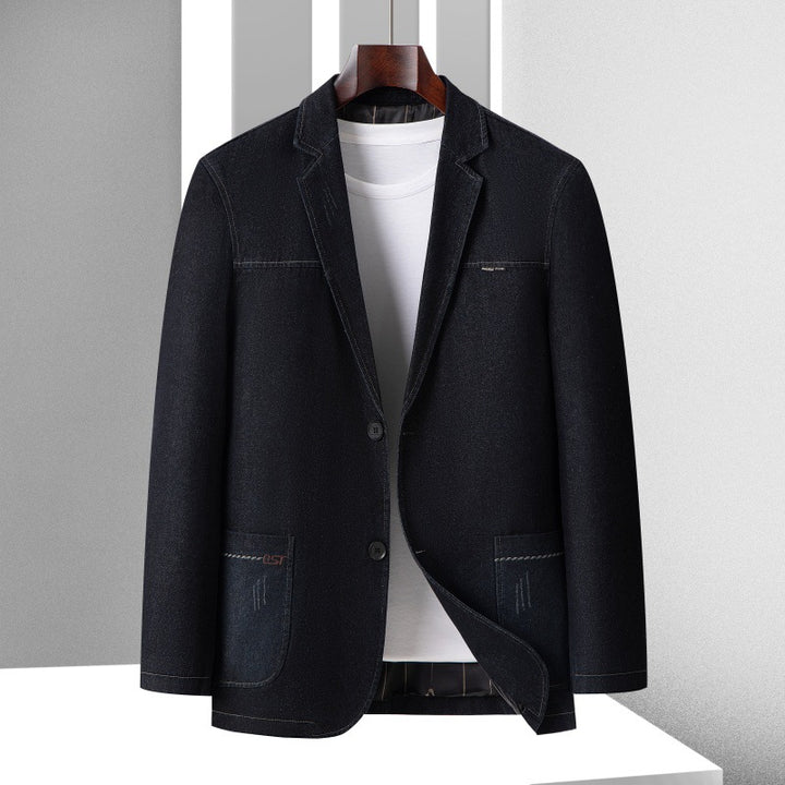 Herren Casual Denim-Blazer mit aufgesetzten Taschen und leichtem Stretch Echo Archiv