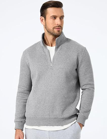 Herren nan halbzip Pullover aus schwerer Baumwollmischung mit hohem Stehkragen und gerippten Bündchen Echo Archiv