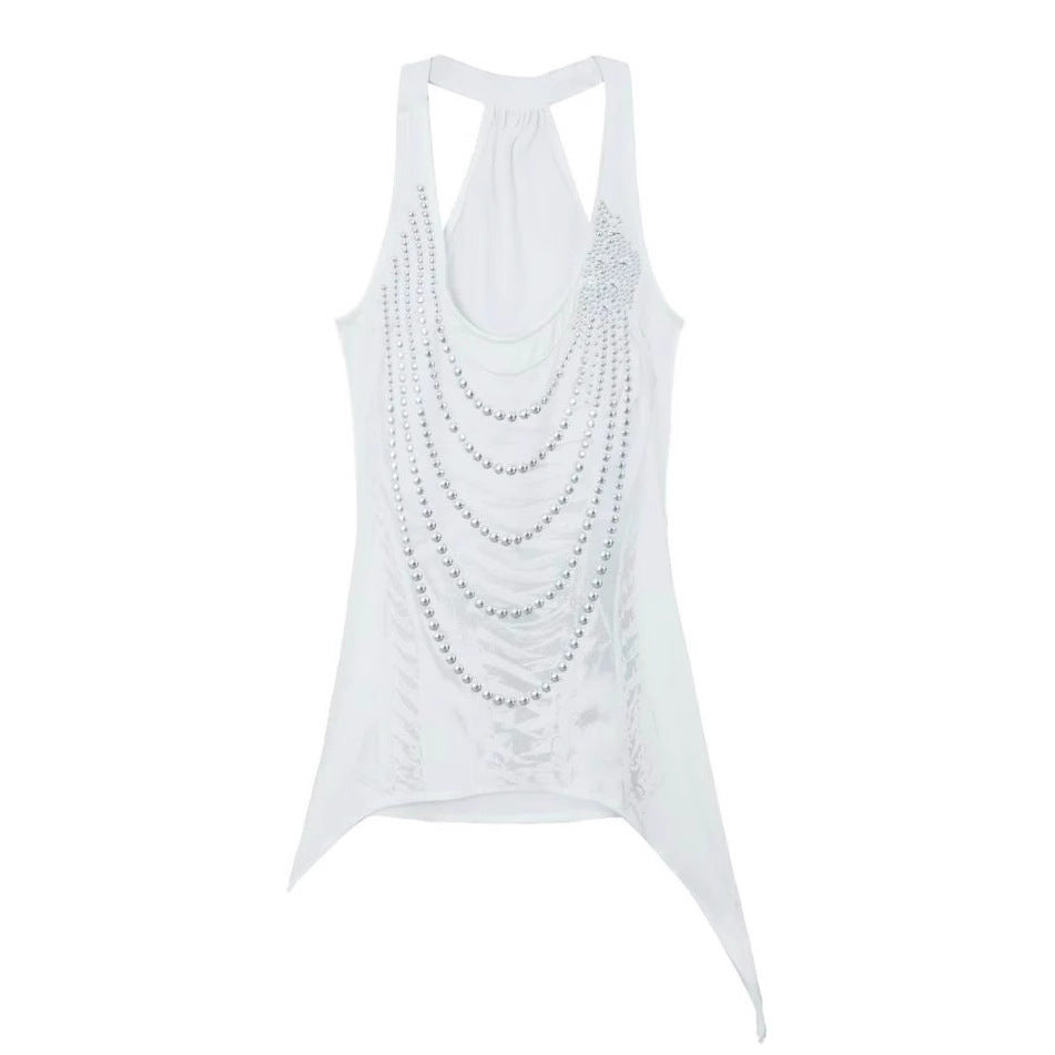Damen Glitzerndes Tanktop mit asymmetrischem Schnitt Echo Archiv