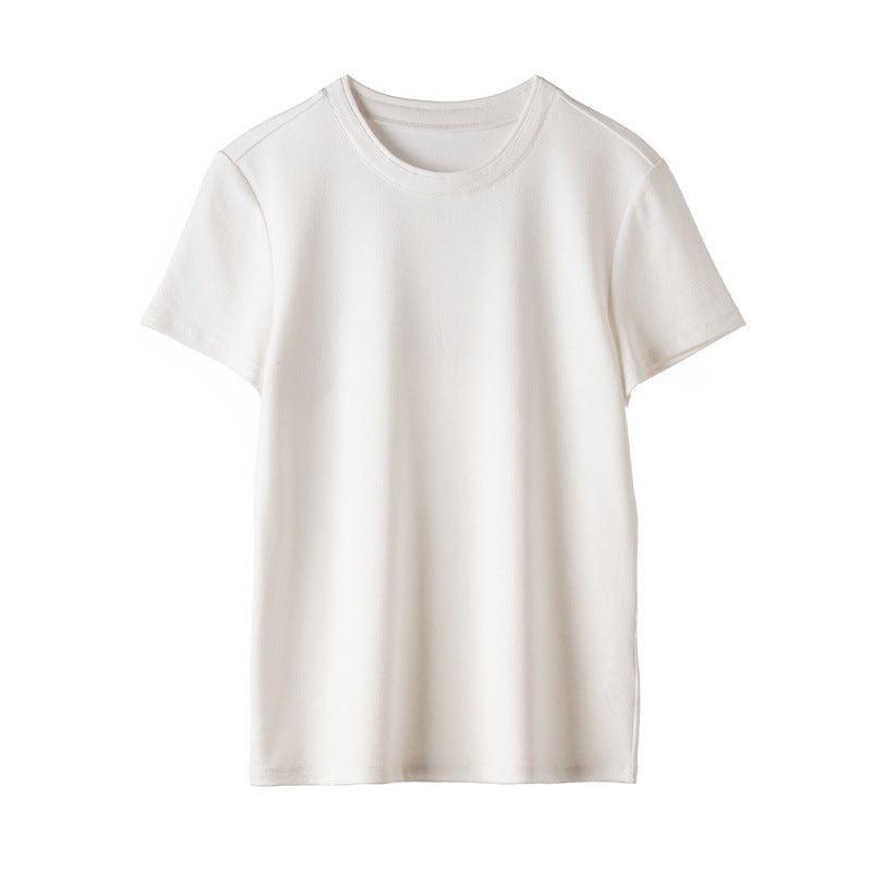 Damen Feines geripptes Kurzarm-T-Shirt aus stretchigem Baumwoll-Modal mit Rundhals Echo Archiv