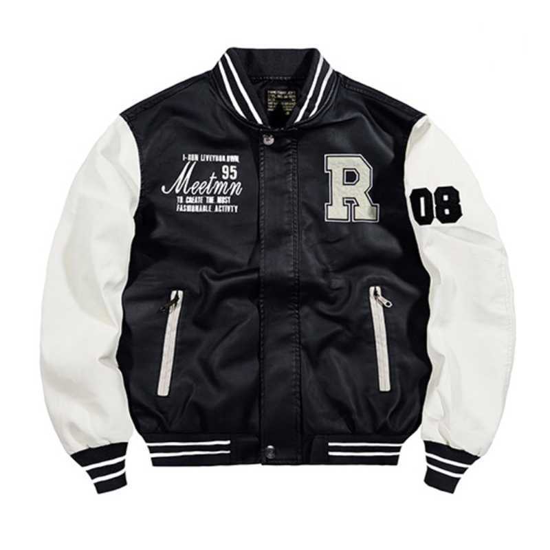Herren College‑Varsity‑Bomberjacke mit kontrastreichen Ärmeln, Letterpatch und Rippbündchen – Brevano