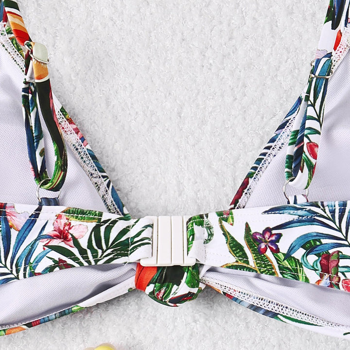 Damen Hochgeschnittener Bikini mit tropischem Print Echo Archiv