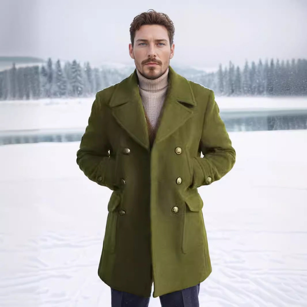 Herren modischer Doppeltbreasted Mantel mit praktischen Taschen Echoarchiv